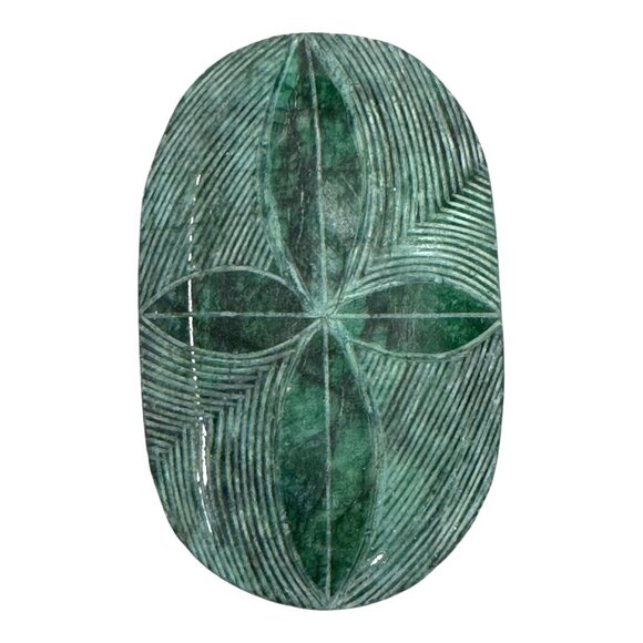 Hand-Carved Green Emerald Gemstone Intricate Leaf Pattern 1700+ Carats Large - Picture 8 of 11